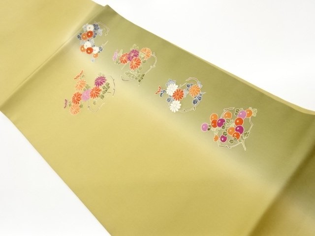 JAPANESE KIMONO / NAGOYA OBI / SHIOZE KINSAI / KIKU & ROUNDEL FLOWER 